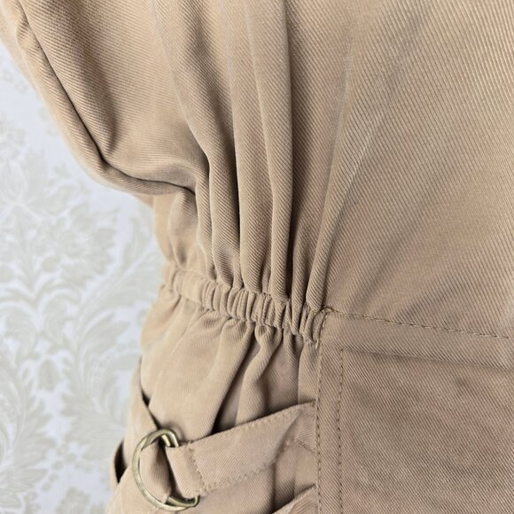 Sweet Color Size Small Tan Romper Shirt Top Elastic Waist Strap Buckle Accents - Picture 8 of 15